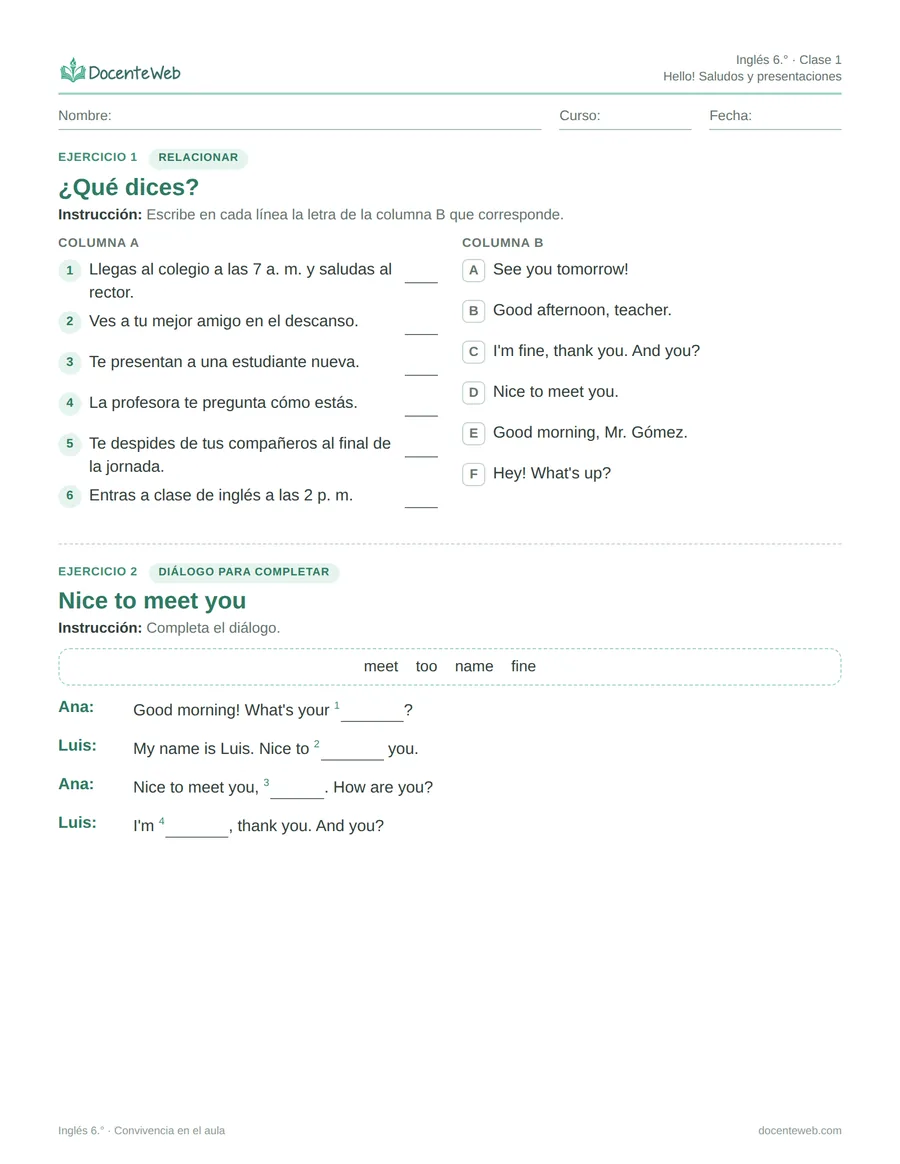 Hoja de trabajo: Carta